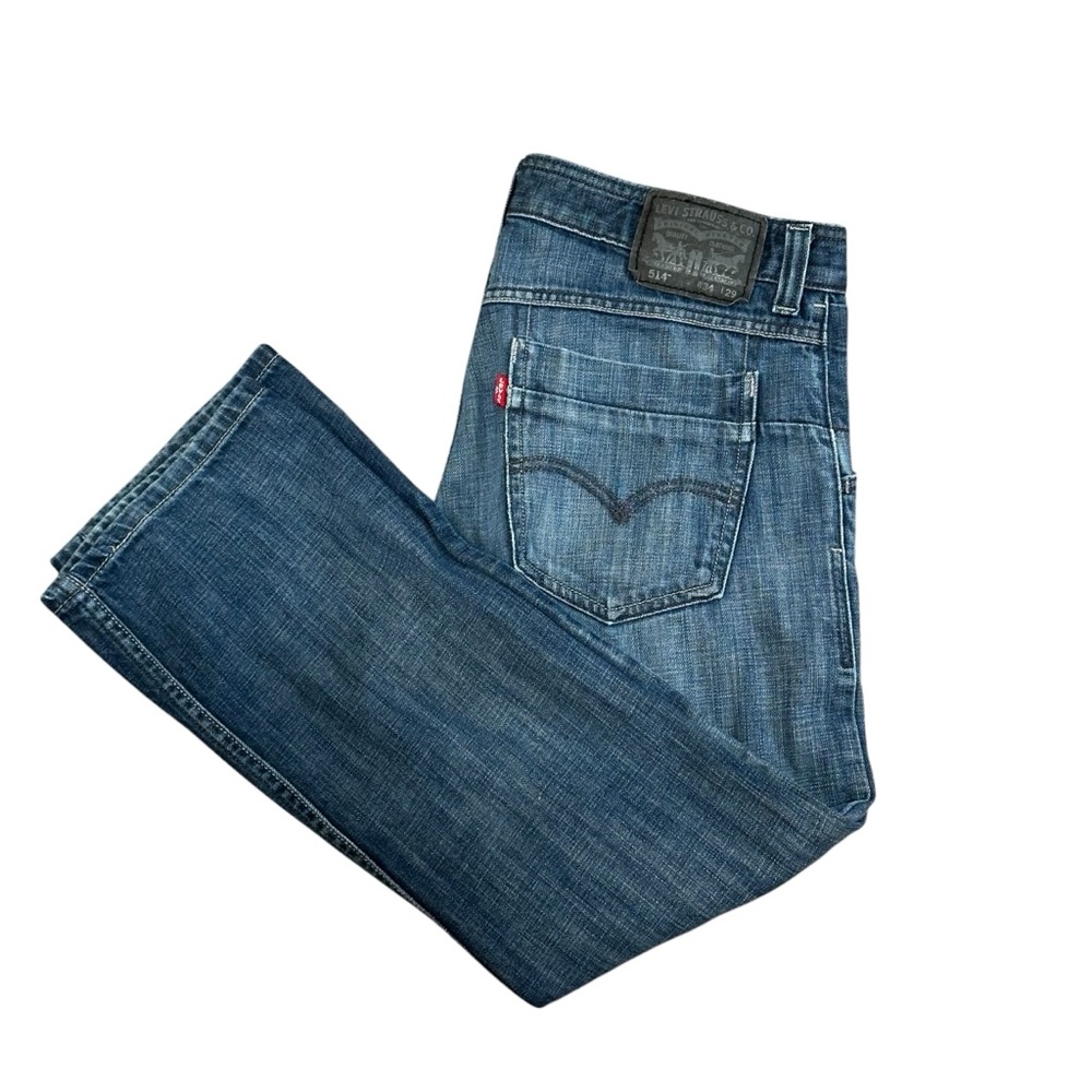 Levis 514 men’s straight fit jeans W34 L29 blue medium wash classic mid rise